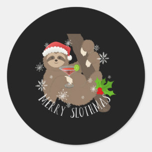Merry Slothmas Funny Sloth Christmas Gift Classic Round Sticker
