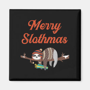 Merry Slothmas Funny Sloth Christmas Magnet