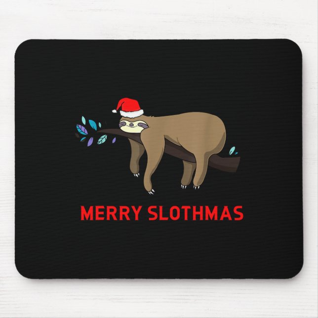 Merry Slothmas Funny Sloth Christmas  Mouse Pad (Front)