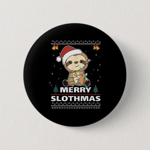 Merry Slothmas Funny Sloth Christmas Pun 6 Cm Round Badge