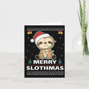 Merry Slothmas Funny Sloth Christmas Pun Card