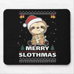 Merry Slothmas Funny Sloth Christmas Pun Mouse Pad
