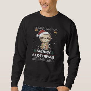 Merry Slothmas Funny Sloth Christmas Pun Sweatshirt