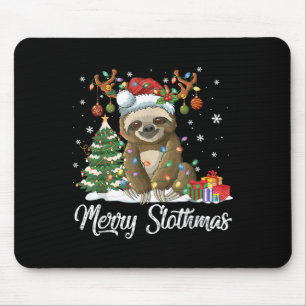 Merry Slothmas Funny Sloth Christmas Tree Lights X Mouse Pad