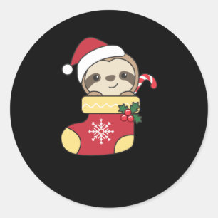 Merry Slothmas Funny Sloth For Christmas Classic Round Sticker