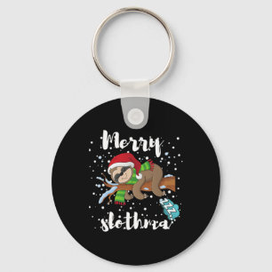 Merry Slothmas Lazy Sloth Lover Xmas Christmas Fam Key Ring