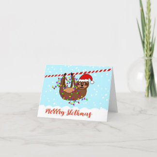 Merry Slothmas Sloth Christmas Card