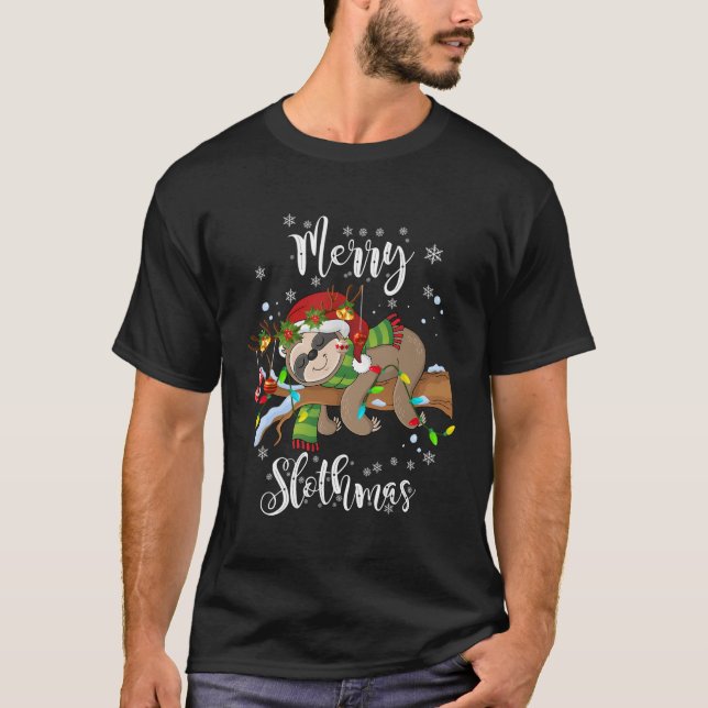 Merry Slothmas T Shirt Christmas Pajama For Sloth  (Front)