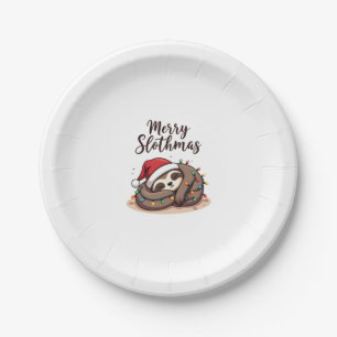 Merry Slothmas T Shirt Christmas Pajama for Sloth Paper Plate