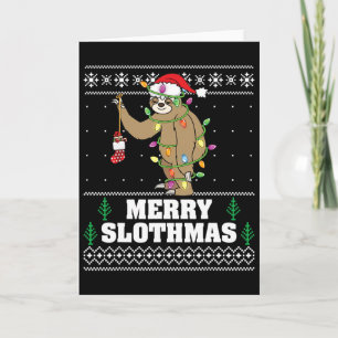 Merry Slothmas Xmas Ugly Sweater Women Men Sloth L Card