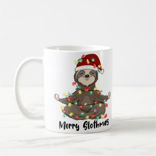 Merry Slothmas Yoga Sloth Meditating Christmas Coffee Mug