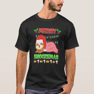 Merry Snoozemas sloth laziness Ugly Christmas T-Shirt