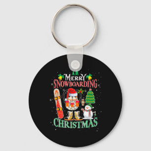 Merry Snowboarding Christmas Santa Hat Costume Sno Key Ring