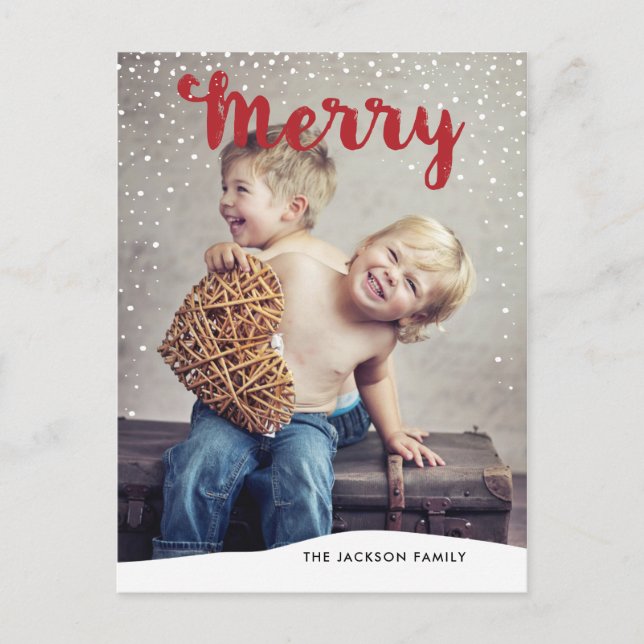 Merry Snowfall Collection Photo Postcard Red (Front)