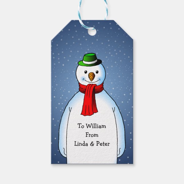 Merry Snowman Christmas Gift Tags (Front)