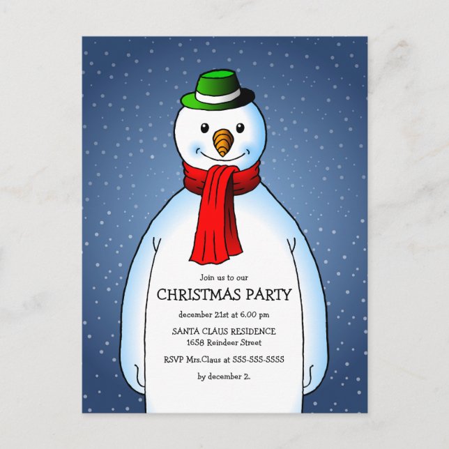 Merry Snowman Invitation Postcard (Front)