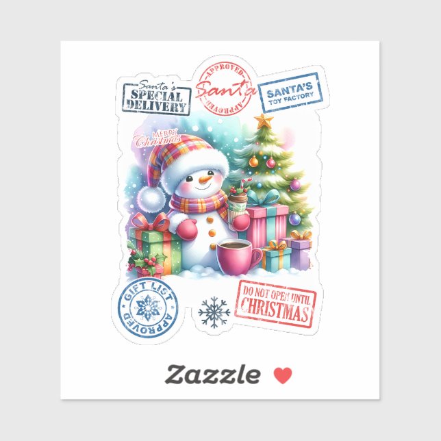 Merry Snowman With Festive Gifts and Holiday Cheer (Sheet)