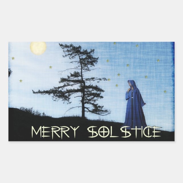 Merry Solstice Night Rectangular Sticker (Front)