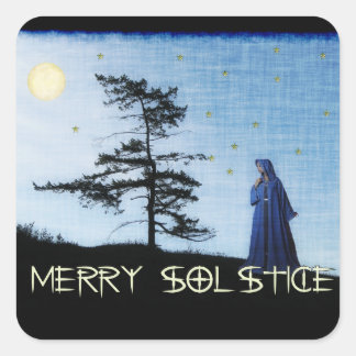 Merry Solstice Night Square Sticker
