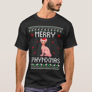 Merry Sphynxmas Sphynx Cat Lover Christmas Ugly Me T-Shirt