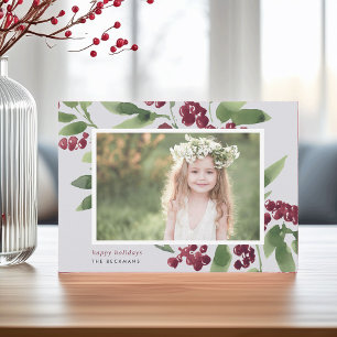 Merry Sprigs   Happy Holidays Photo Holiday Card