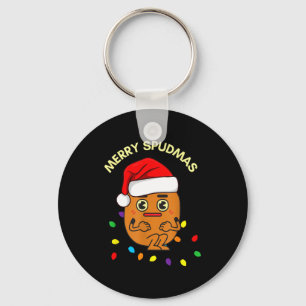 Merry Spudmas Funny Tato Santa Holiday Lights Chri Key Ring