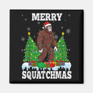 Merry Squatchmas Christmas Tree Santa Bigfoot Sasq Magnet