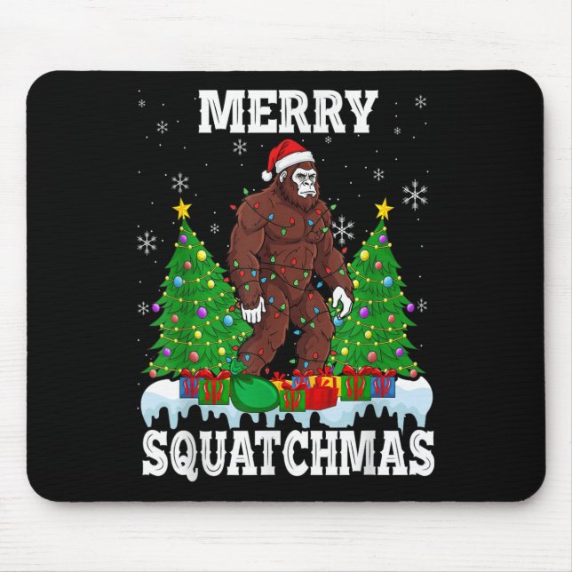 Merry Squatchmas Christmas Tree Santa Bigfoot Sasq Mouse Pad (Front)