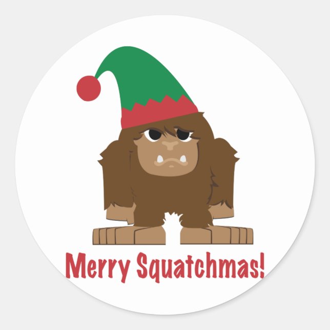 Merry Squatchmas! Classic Round Sticker (Front)