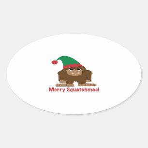 Merry Squatchmas! Oval Sticker