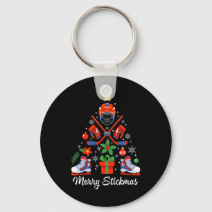 Merry Stickmas Christmas Stick Hockey Xmas Tree Key Ring