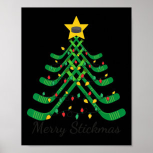 Merry Stickmas Funny Hockey Christmas Poster