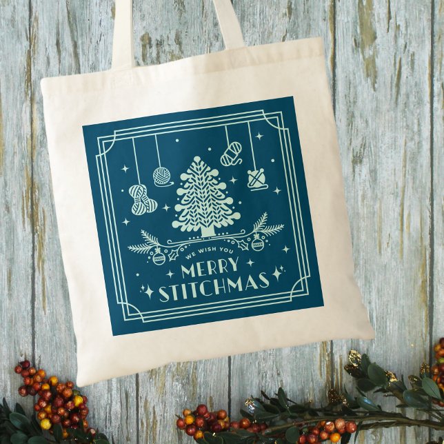 Merry Stitchmas Knitting Lovers Christmas Tote Bag (Creator Uploaded)