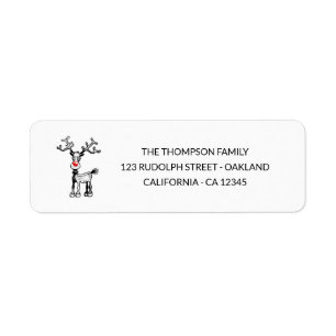 Merry Stremass with Rudolph Return Address Label