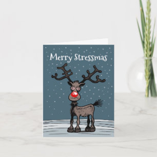 Merry Stressmas with Rudolph Christmas Card