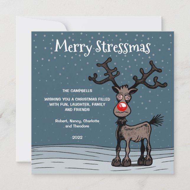 Merry Stressmas with Rudolph Christmas Card (Front)