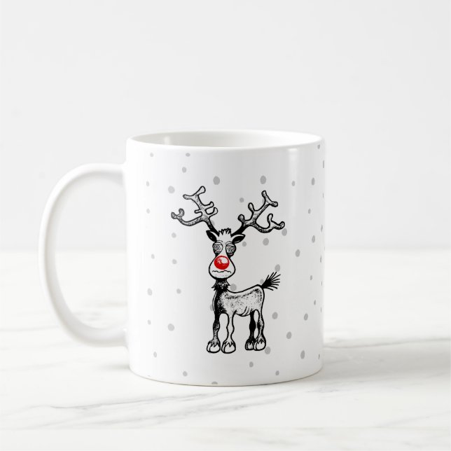 Merry Stressmas with Rudolph on a Mug (Left)