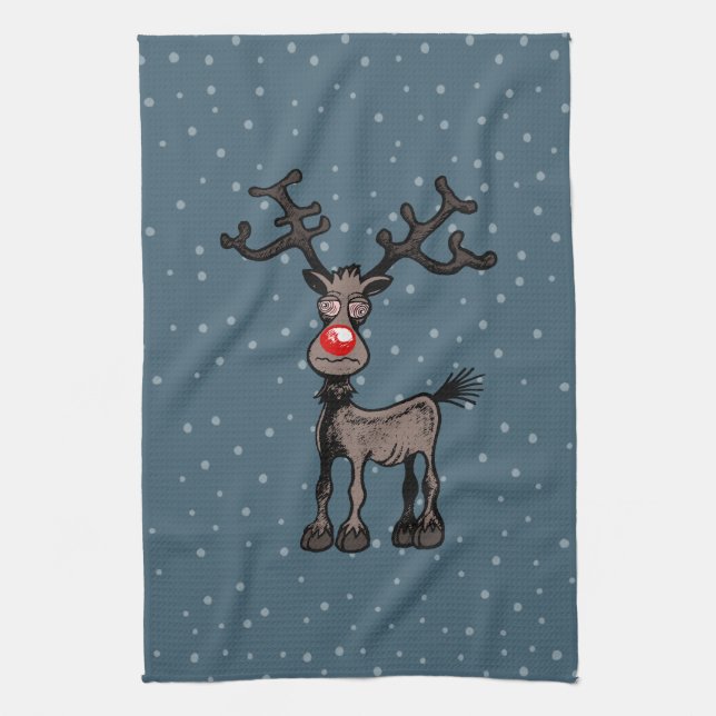 Merry Stressmas with Rudolph Tea Towel (Vertical)