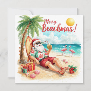 Merry Summer Holiday Santa at the beach 