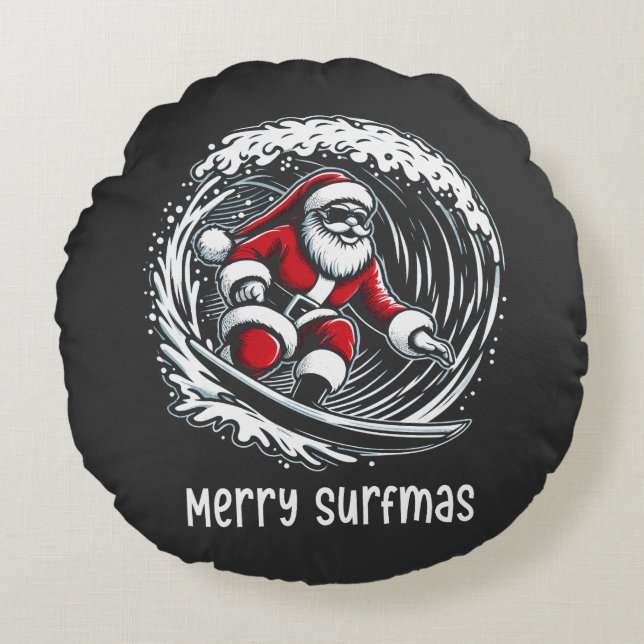 Merry Surfmas Round Cushion (Front)