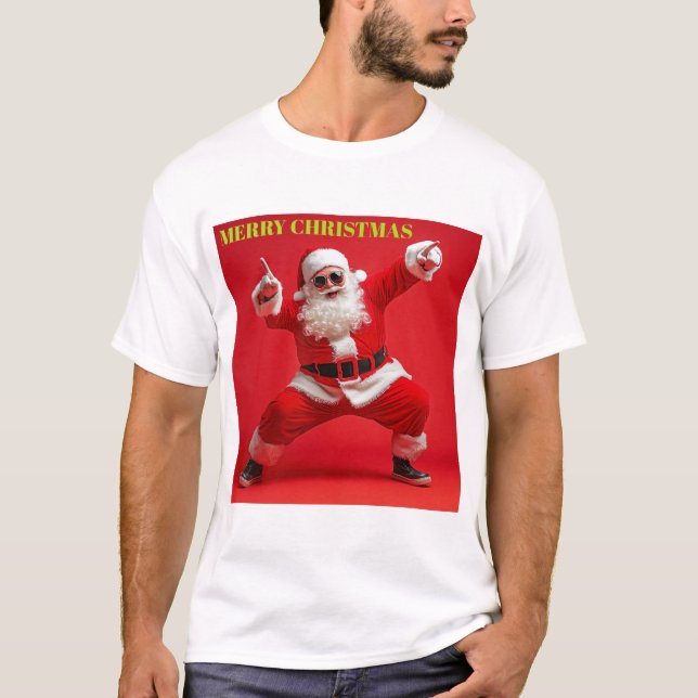 Merry Swagger Santa – Bold Christmas Vibes T-Shirt (Front)