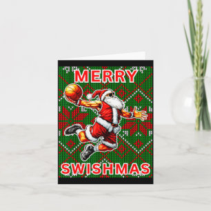 Merry Swishmas Basketball Christmas Santa Claus Sl Card