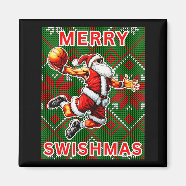 Merry Swishmas Basketball Christmas Santa Claus Sl Magnet (Front)
