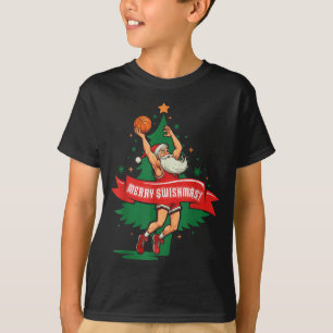 Merry Swishmas Basketball Santa Christmas Pajamas T-Shirt