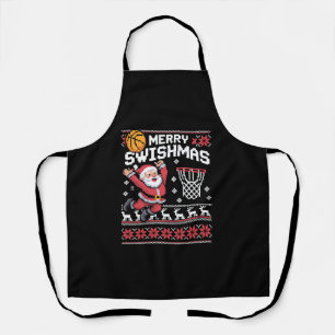 Merry Swishmas Basketball Ugly Christmas Xmas  Apron