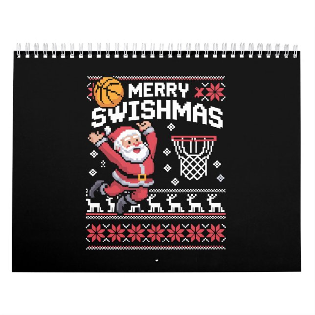 Merry Swishmas Basketball Ugly Christmas Xmas  Calendar (Cover)