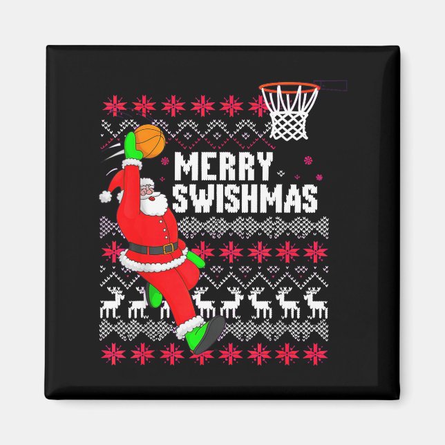 Merry Swishmas Basketball Ugly Christmas Xmas  Magnet (Front)