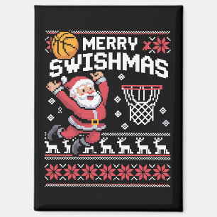 Merry Swishmas Basketball Ugly Christmas Xmas  Magnet