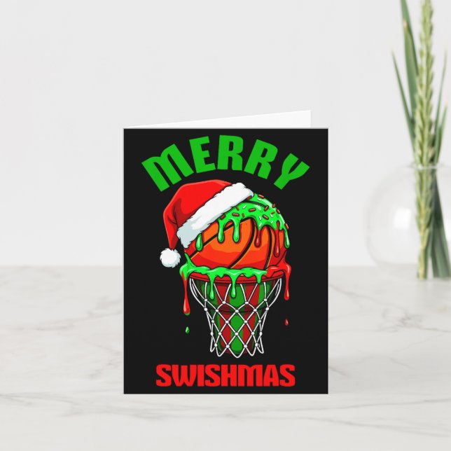 Merry Swishmas Basketball Ugly Christmas Xmas Men  Card (Front)