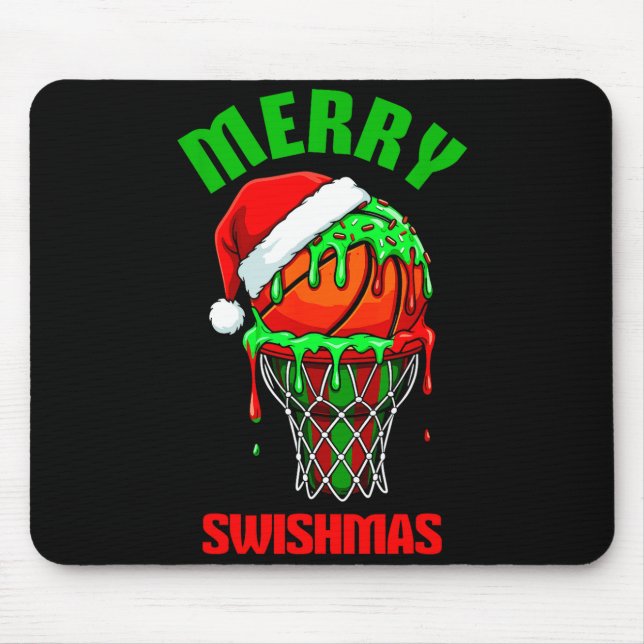 Merry Swishmas Basketball Ugly Christmas Xmas Men  Mouse Pad (Front)